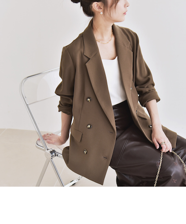 quaranciel:〈手洗い可能〉メッシュ ダブルブレスト テーラード ジャケット 25AW