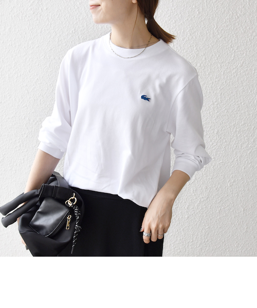 tシャツ 「SHIPS any別注」LACOSTE:「洗濯機可能」ピケ クルーネック ロンT 25AW レディース 予約》【SHIPS any別注】LACOSTE:〈洗濯機可能〉ピケ クルー