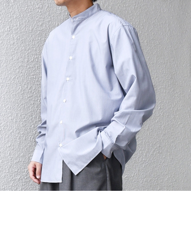 SHIPS any:〈洗濯機可能〉LIM BLESS ソリッド / ストライプ バンドカラー シャツ 25AW◇