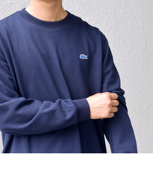 【SHIPS any別注】LACOSTE: ワンポイント ピケ クルーネック Tシャツ 25AW (ロンT)◇