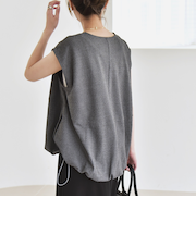quaranciel:〈手洗い可能〉カット ジョーゼット ドロスト ジップ ベスト