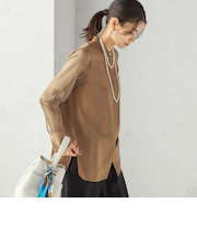 〈手洗い可能〉シアー 袖 ポケット デザイン シャツ