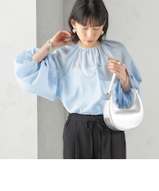 〈手洗い可能〉シアー バンブー ギャザー ブラウス