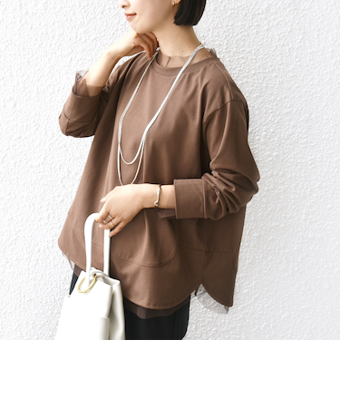 【WEB限定】チュール コンビ ラウンド カットソー