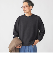 SHIPS:〈手洗い可能〉TEXBRID(R) コットン ウール ピケ クルーネック ニット