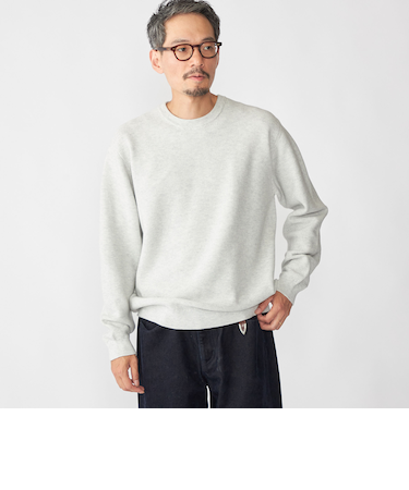 SHIPS:〈手洗い可能〉TEXBRID(R) コットン ウール ピケ クルーネック ニット