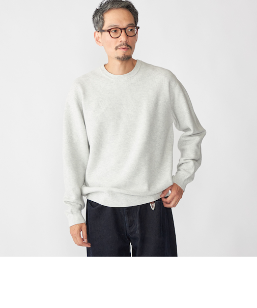 SHIPS:〈手洗い可能〉TEXBRID(R) コットン ウール ピケ クルーネック ニット