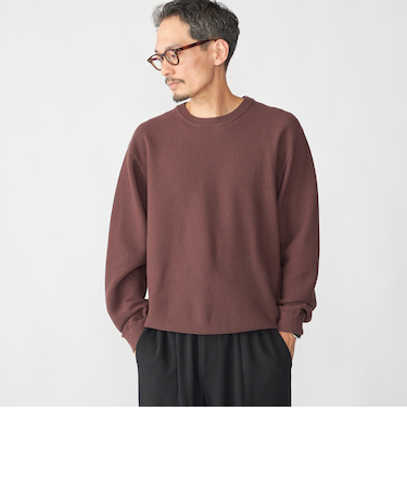 SHIPS:〈手洗い可能〉TEXBRID(R) コットン ウール ピケ クルーネック ニット