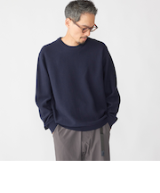 SHIPS:〈手洗い可能〉TEXBRID(R) コットン ウール ピケ クルーネック ニット