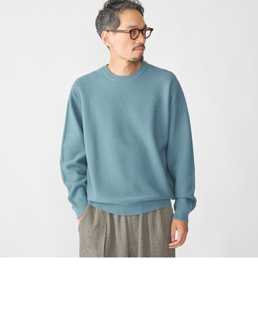 SHIPS:〈手洗い可能〉TEXBRID(R) コットン ウール ピケ クルーネック ニット