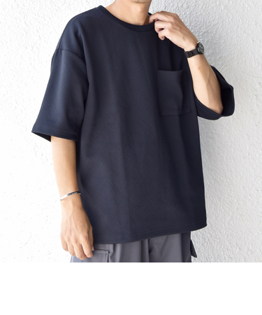 SHIPS any: 〈洗濯機可能〉フクレ ジャカード リラックス ポケット Tシャツ◇