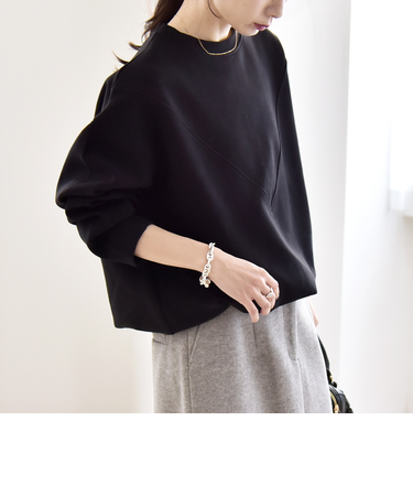 《一部追加予約》quaranciel:〈洗濯機可能〉ポンチ Vヨークバルーン スウェット プルオーバー