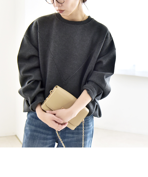 《一部追加予約》quaranciel:〈洗濯機可能〉ポンチ Vヨークバルーン スウェット プルオーバー