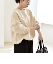 《一部追加予約》quaranciel:〈洗濯機可能〉ポンチ Vヨークバルーン スウェット プルオーバー