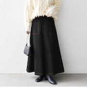 《一部予約》SHIPS any:〈洗濯機可能〉チノ ステッチ フレア ロング スカート