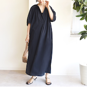 〈手洗い可能〉RENU ソフト タイプライター ギャザー ワンピース