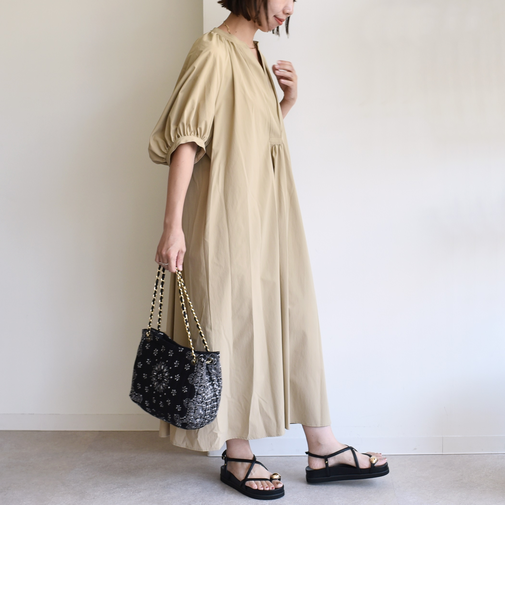 〈手洗い可能〉RENU ソフト タイプライター ギャザー ワンピース