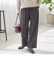 〈UVカット/防シワ加工〉梳毛調 ストレッチ ドロスト パンツ