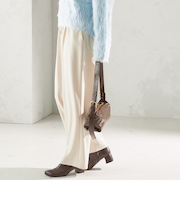 〈UVカット/防シワ加工〉梳毛調 ストレッチ ドロスト パンツ