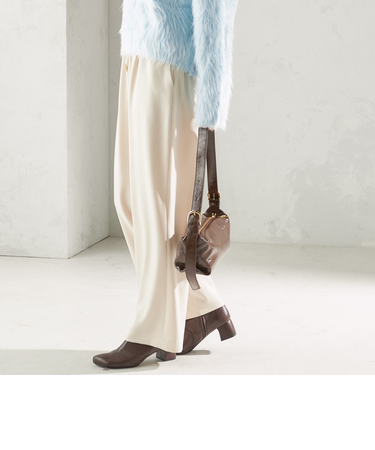 〈UVカット/防シワ加工〉梳毛調 ストレッチ ドロスト パンツ