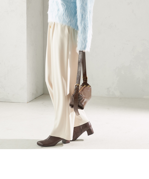 〈UVカット/防シワ加工〉梳毛調 ストレッチ ドロスト パンツ