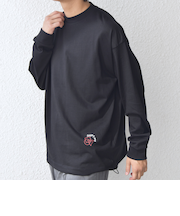 SHIPS any: オーガニック コットン ワンポイント ロゴ プリント×刺繍 スピンドル Tシャツ(ロンT)◇