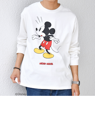 SHIPS any: /ミッキーマウス/ サイン & ポージング Tシャツ (ロンT)◇