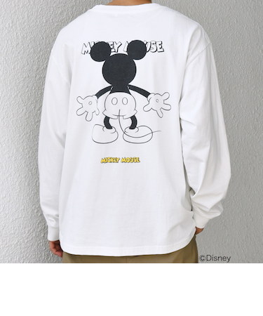 SHIPS any: /ミッキーマウス/ サイン & ポージング Tシャツ (ロンT)◇
