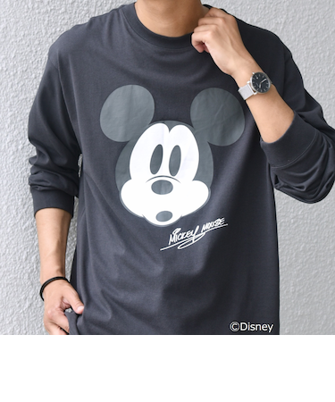 SHIPS any: /ミッキーマウス/ サイン & ポージング Tシャツ (ロンT)◇