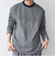 SHIPS any: デザインリブ ハイゲージ ポンチ マイクロ ボーダー Tシャツ (ロンT)◇