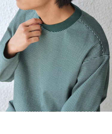 SHIPS any: デザインリブ ハイゲージ ポンチ マイクロ ボーダー Tシャツ (ロンT)◇