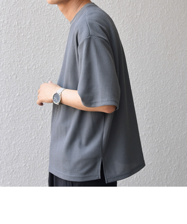 SHIPS any: ワッフル リラックス クルーネック Tシャツ◇
