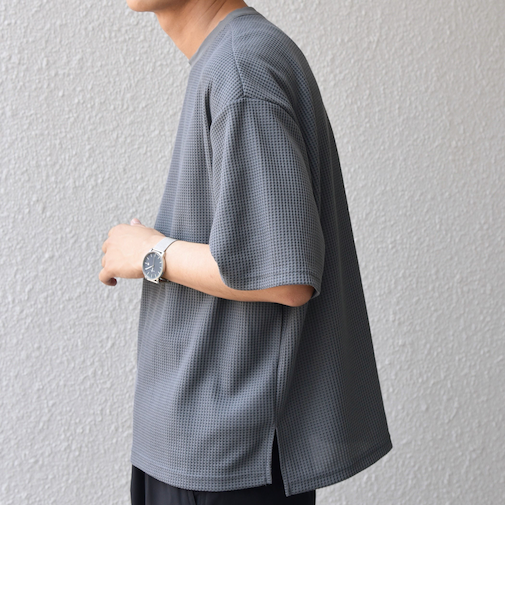 SHIPS any: ワッフル リラックス クルーネック Tシャツ◇