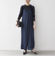 SHIPS any:〈洗濯機可能〉ツイード ライク サロペット［NAVY BLUE］