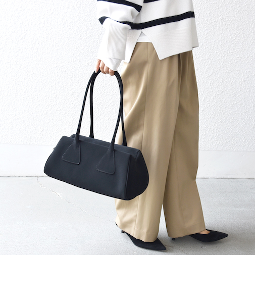 【WEB限定】ポリエステル スエード 横長 ボストン バッグ