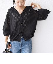 《予約》【WEB限定】〈手洗い可能〉レース フード シャツ 羽織