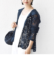 〈手洗い可能〉レース ジップアップ パーカ