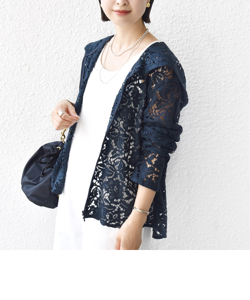 〈手洗い可能〉レース ジップアップ パーカ