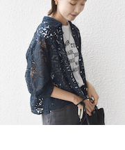〈手洗い可能〉レース シャツ 羽織