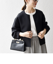 《一部予約》SHIPS any:〈洗濯機可能〉ダブルクロス ノーカラー ジップ ブルゾン［NAVY BLUE］