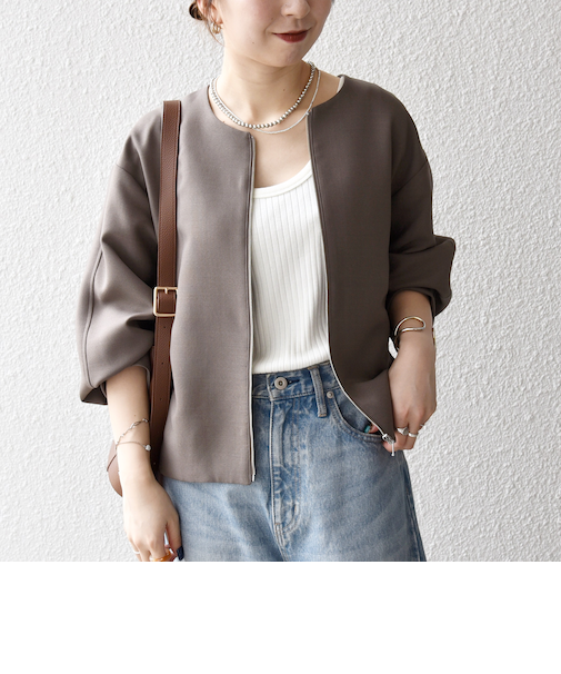 《一部予約》SHIPS any:〈洗濯機可能〉ダブルクロス ノーカラー ジップ ブルゾン［NAVY BLUE］