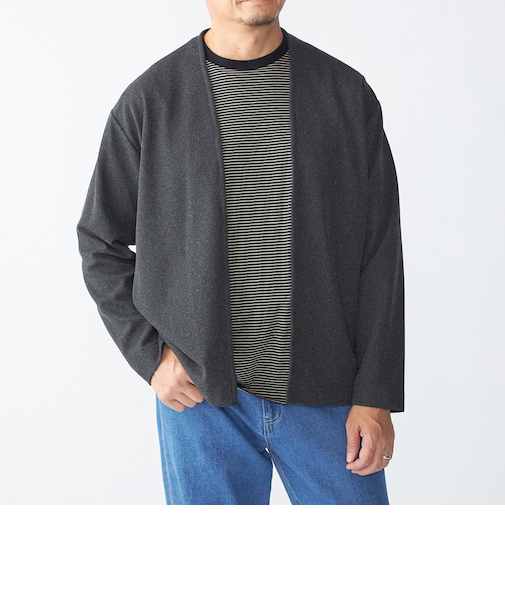 SHIPS:〈手洗い可能〉ドビー メッシュ ノーカラー カーディガン