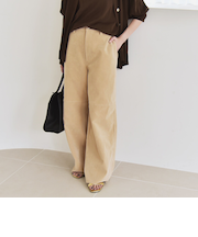 quaranciel:〈洗濯機可能〉ポリエステル スエード ワイド パンツ