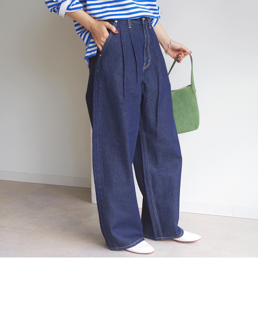 【WEB限定】〈洗濯機可能〉2タック カーブ デニム パンツ