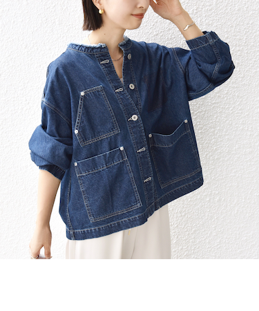 《予約》【WEB限定】〈洗濯機可能〉ノーカラー デニム カバー オール