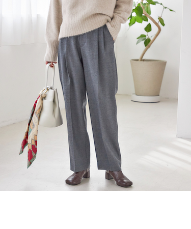 〈手洗い可能〉ウォッシャブル ウール タック パンツ