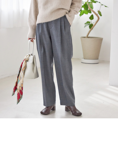 〈手洗い可能〉ウォッシャブル ウール タック パンツ