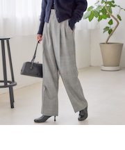 〈手洗い可能〉ウォッシャブル ウール タック パンツ