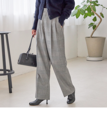 〈手洗い可能〉ウォッシャブル ウール タック パンツ