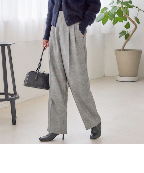 〈手洗い可能〉ウォッシャブル ウール タック パンツ